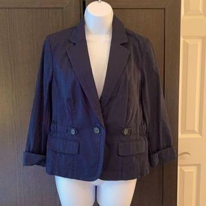 Ann Taylor LOFT Navy Blue Cotton Casual Jacket SZ8